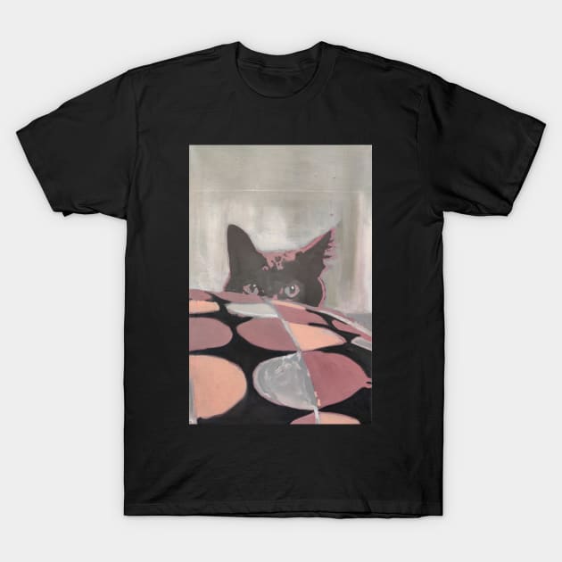 Cat behind a pillow painting T-Shirt by MihaiCotiga Art